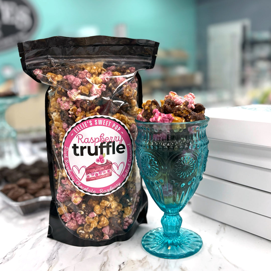 Raspberry Truffle Popcorn