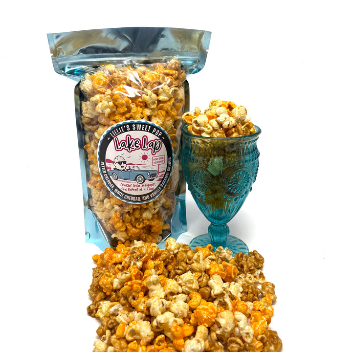 Lake Lap Popcorn - White cheddar, Cheddar and Caramel Popcorn