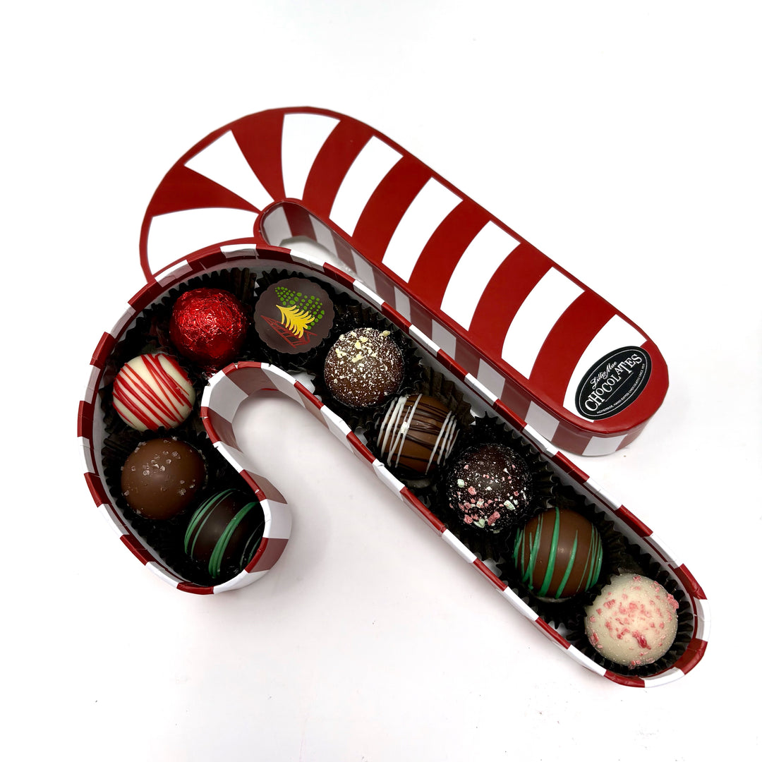 Nostalgic Candy Cane Gift Box  - Truffle or Chocolate Covered Caramel Assortment