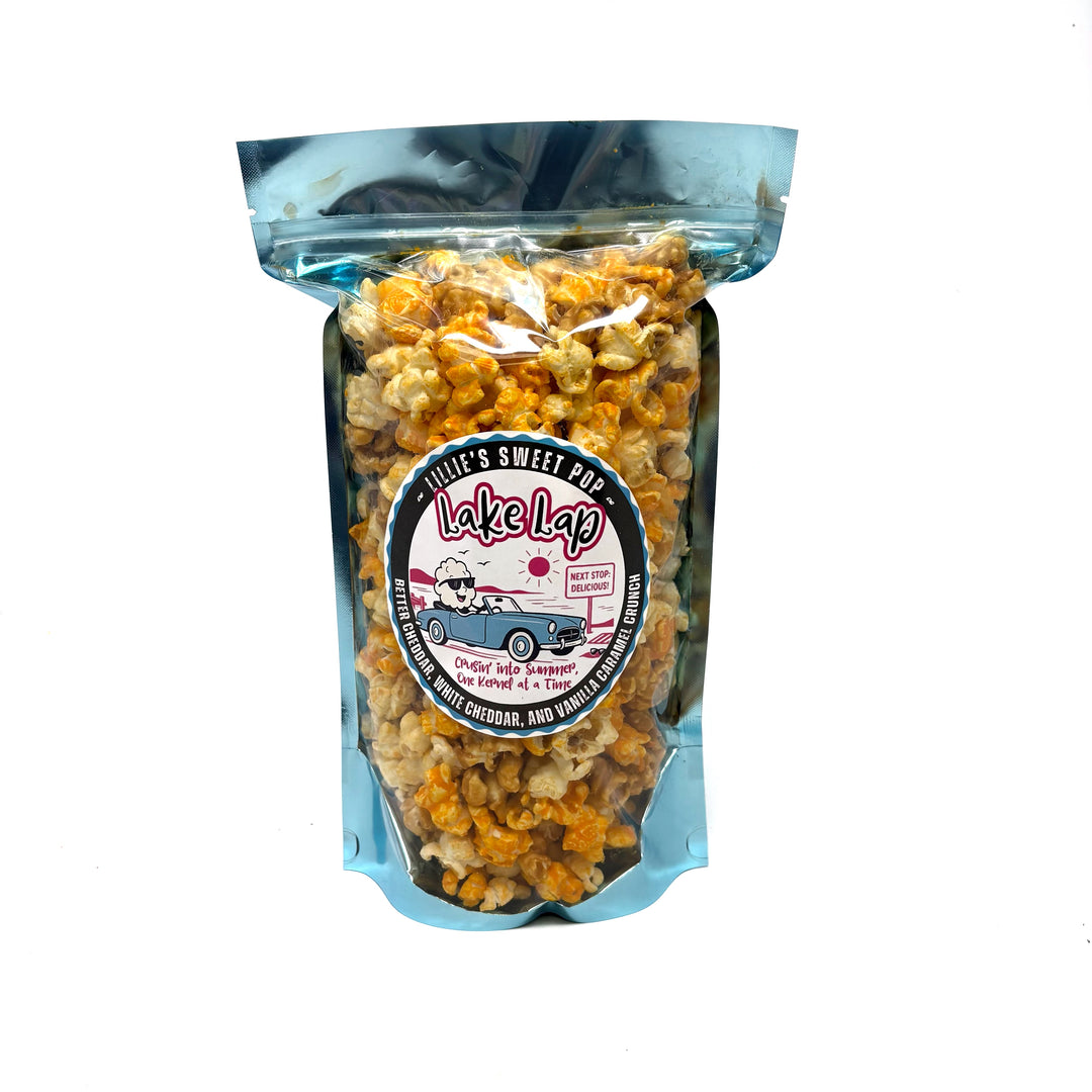 Lake Lap Popcorn - White cheddar, Cheddar and Caramel Popcorn