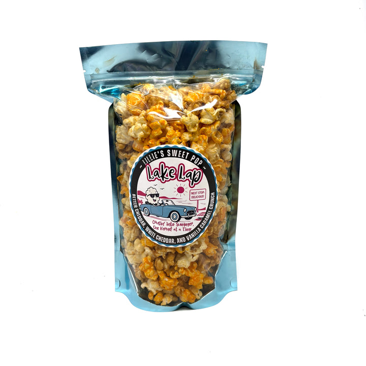 Lake Lap Popcorn - White cheddar, Cheddar and Caramel Popcorn