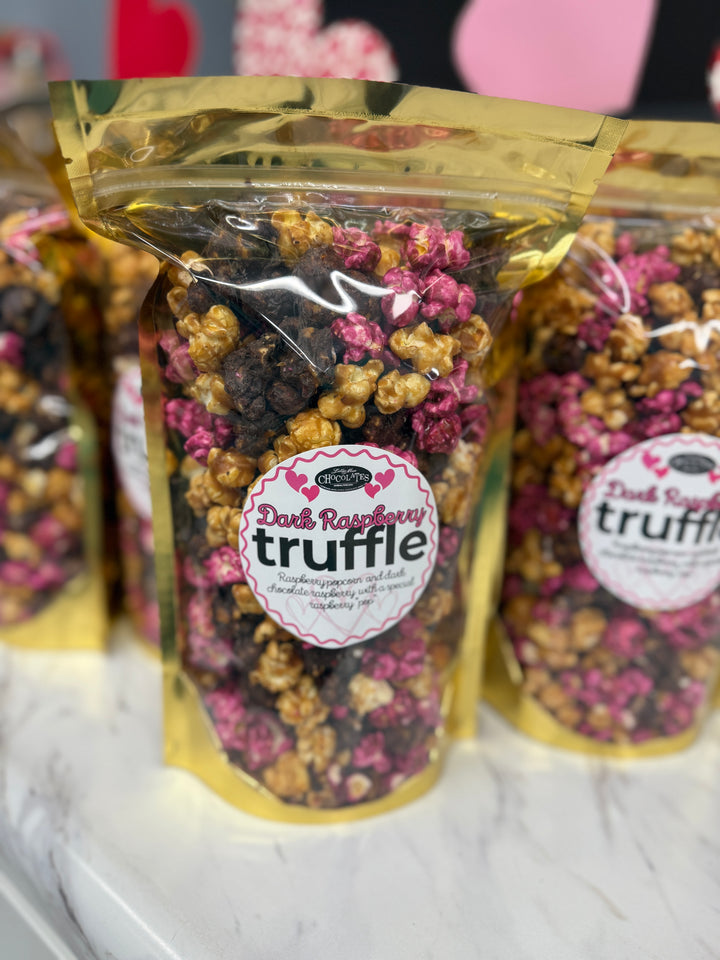 Dark chocolate Raspberry Truffle Popcorn - Valentine’s