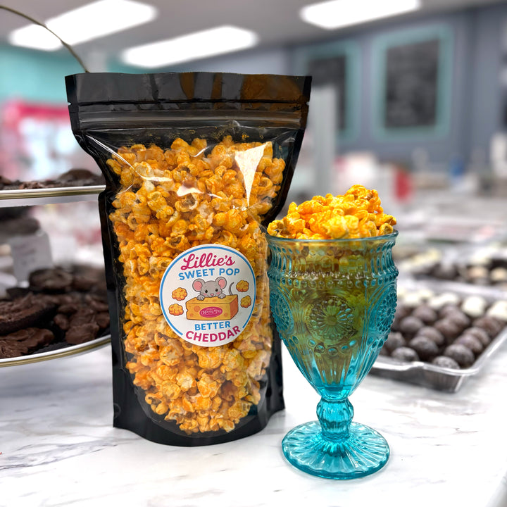 Our cheesy and addictive Better Cheddar popcorn. Generously coated with a rich, creamy cheese blend that captures the essence of the Midwest.