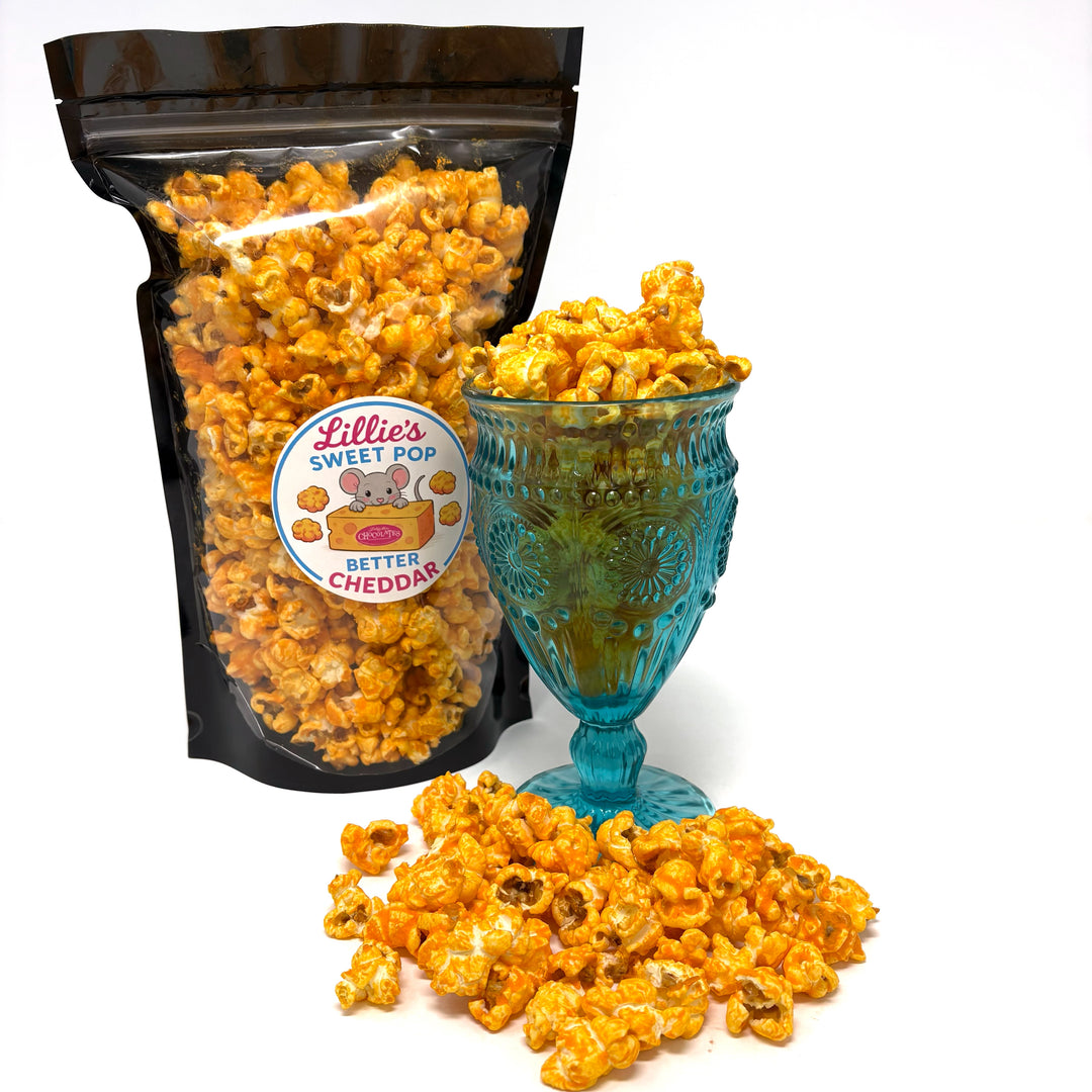 Our cheesy and addictive Better Cheddar popcorn. Generously coated with a rich, creamy cheese blend that captures the essence of the Midwest.