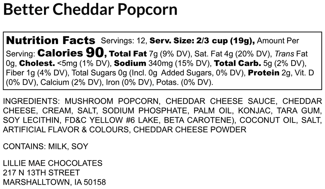 Better Cheddar allergens: milk, soy