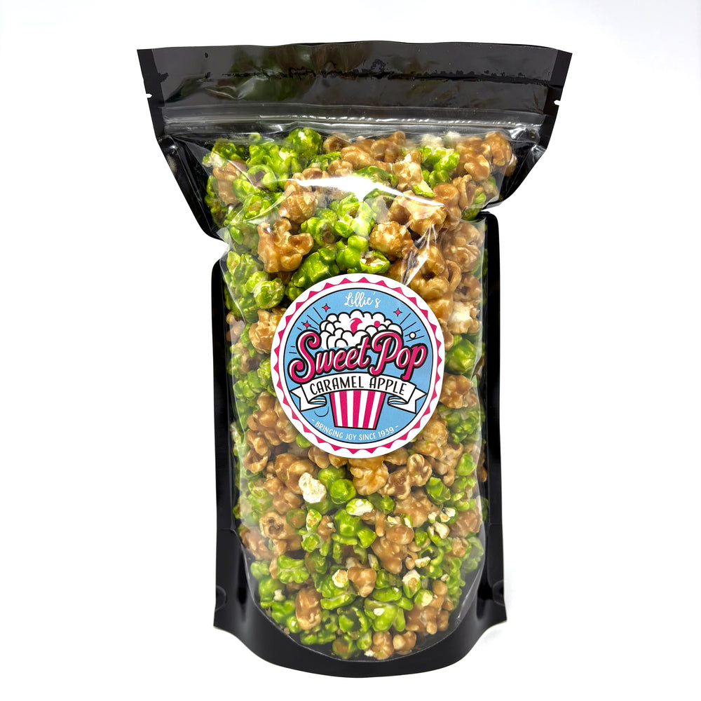 Our Caramel Apple Popcorn combines the crisp sweet and sour taste from our apple popcorn, with the rich, buttery flavor of our handcrafted caramel popcorn.