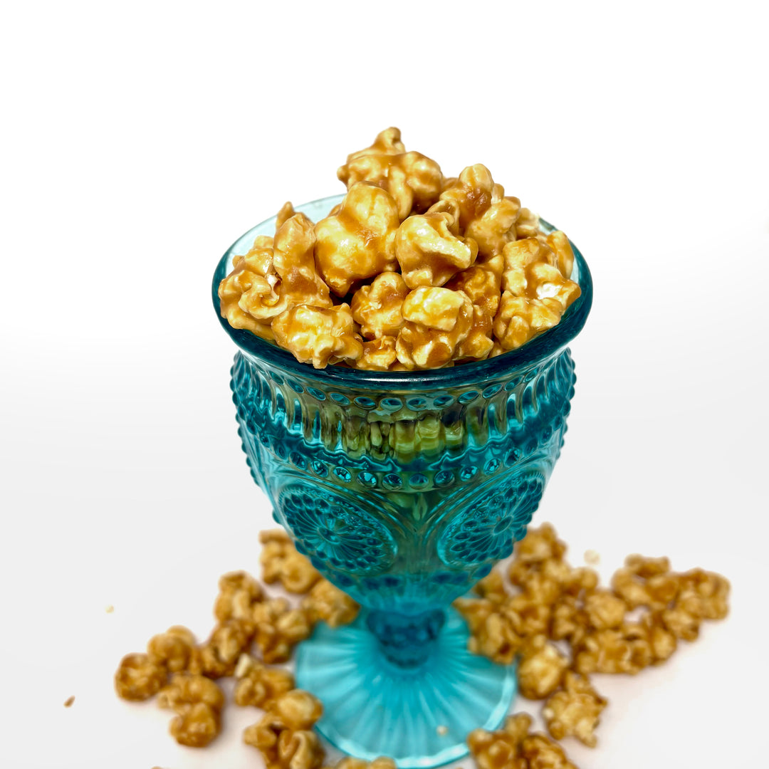 A close up of our buttery Caramel Crunch popcorn. 
