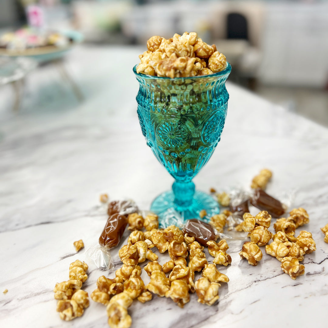 A bowl of our delicious buttery Caramel Crunch popcorn