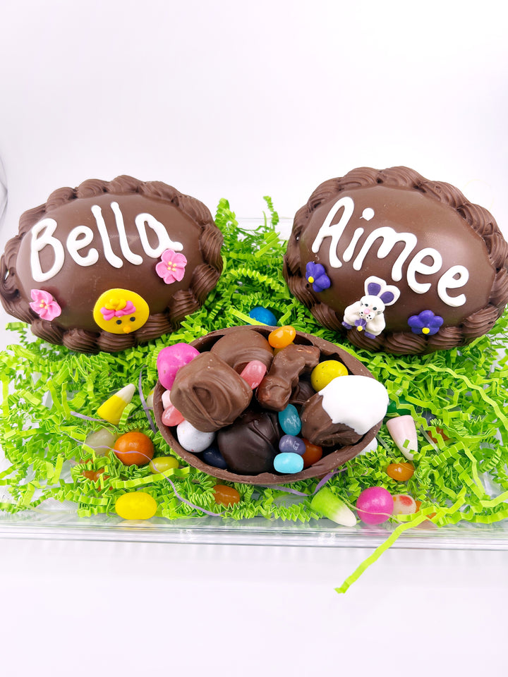 Small Hand-Decorated Treasure Easter Egg - Filled w/Chocolate Assortment & Easter Candy