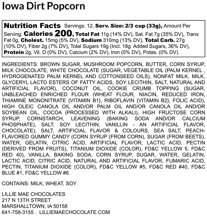 Iowa Dirt Cake Allergens:  Milk, Wheat, Soy