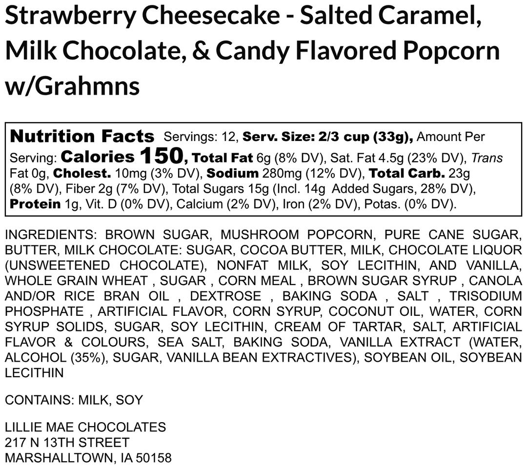 Strawberry Cheesecake allergens: milk, soy