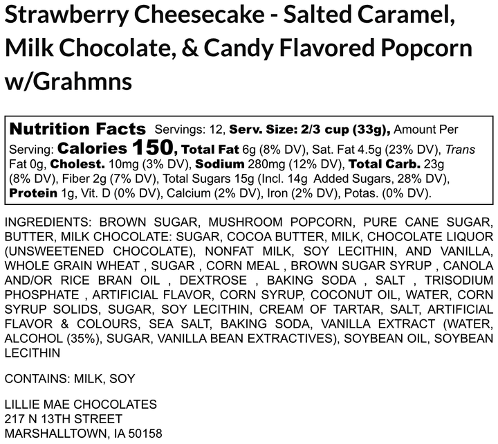 Strawberry Cheesecake allergens: milk, soy