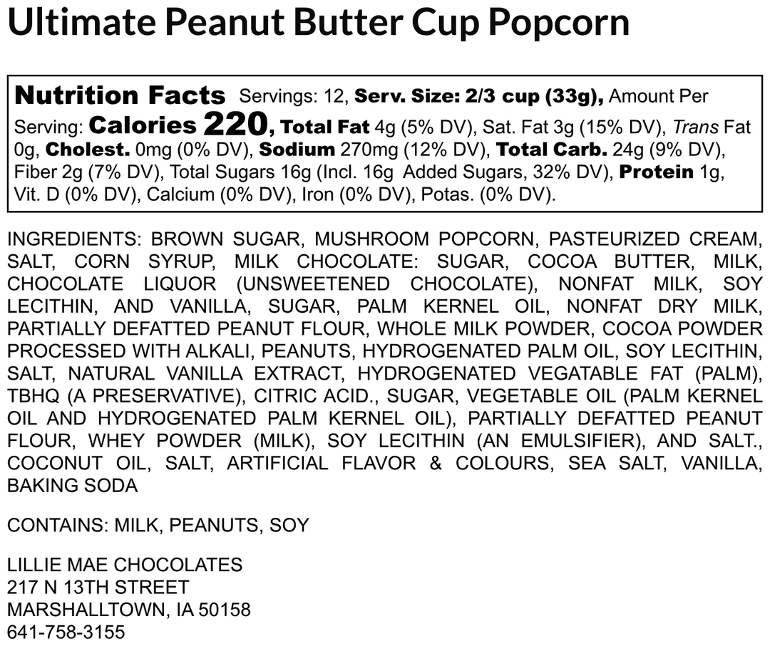 Ultimate Peanut Butter Cup Allergens: milk, peanuts, soy
