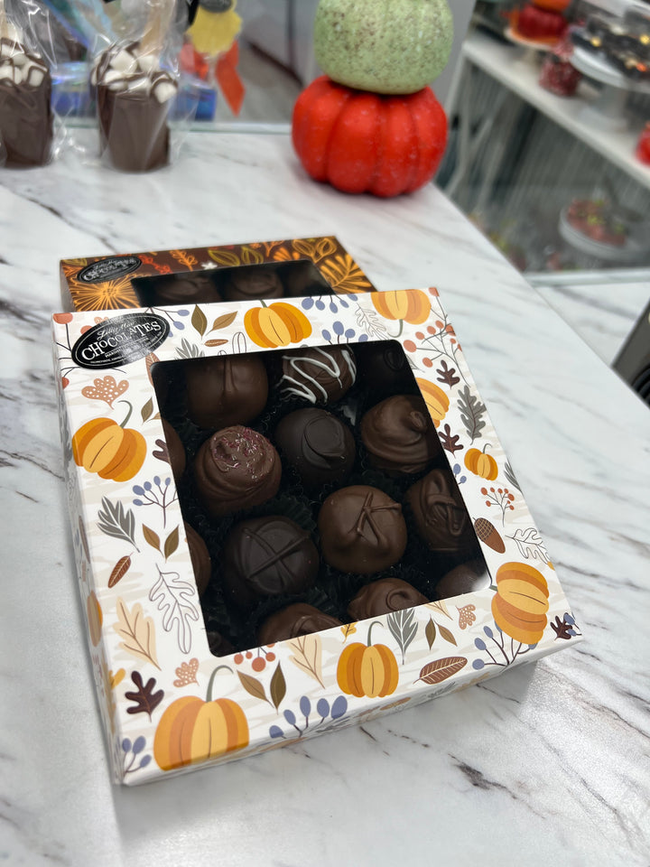 Fall Harvest Window Gift Assortments - Truffles, Deluxe, or Soft Center Gift Boxes