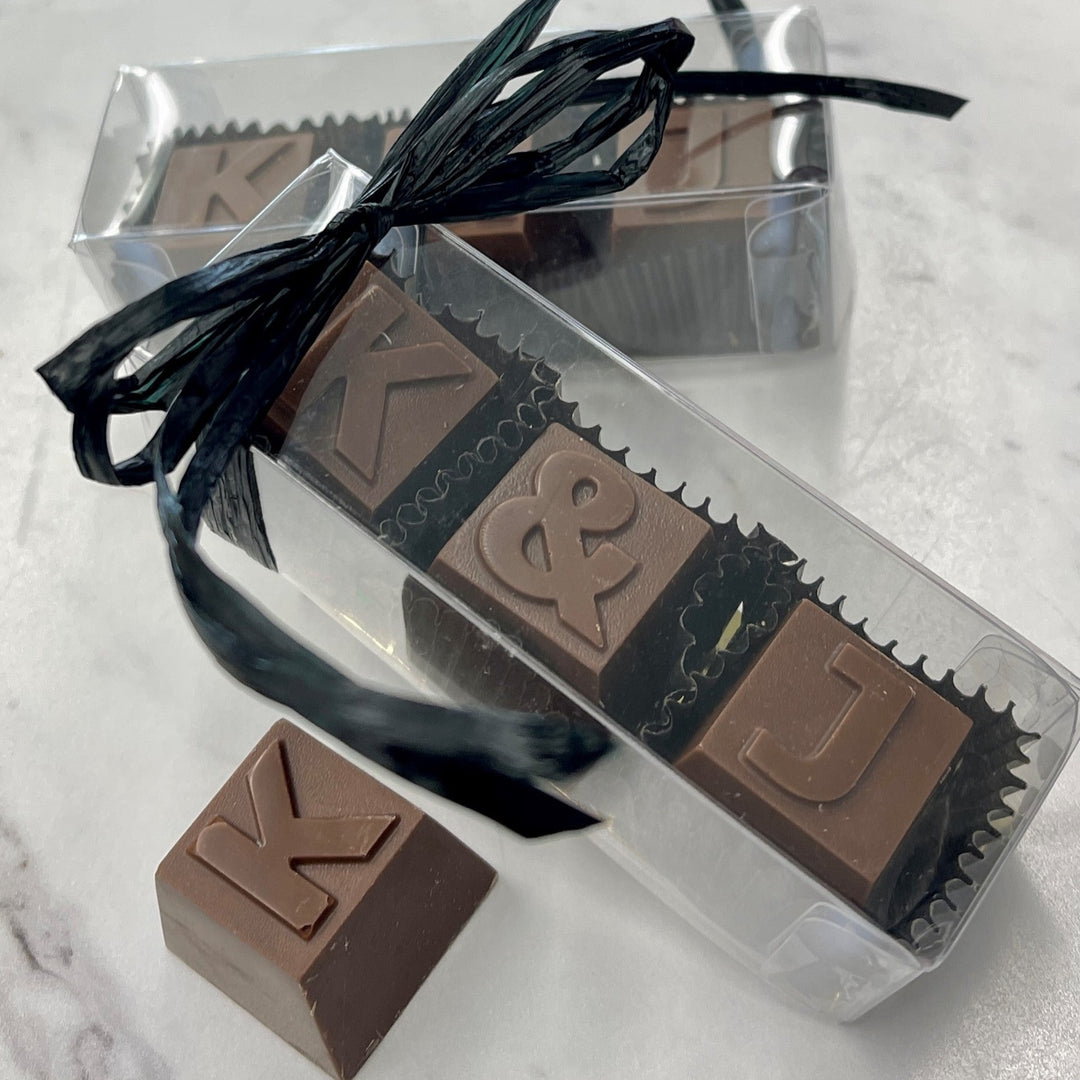 Typeset Chocolates in Clear Box