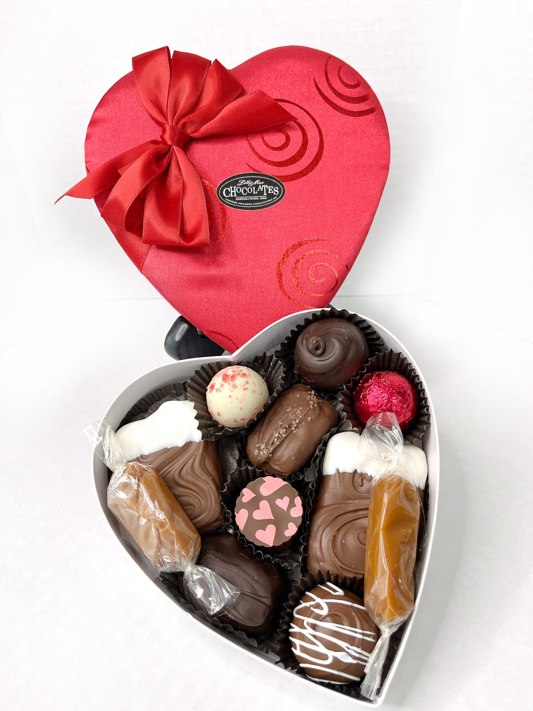 Red Swirls Heart Deluxe Assortment Gift Box - Medium and Large
